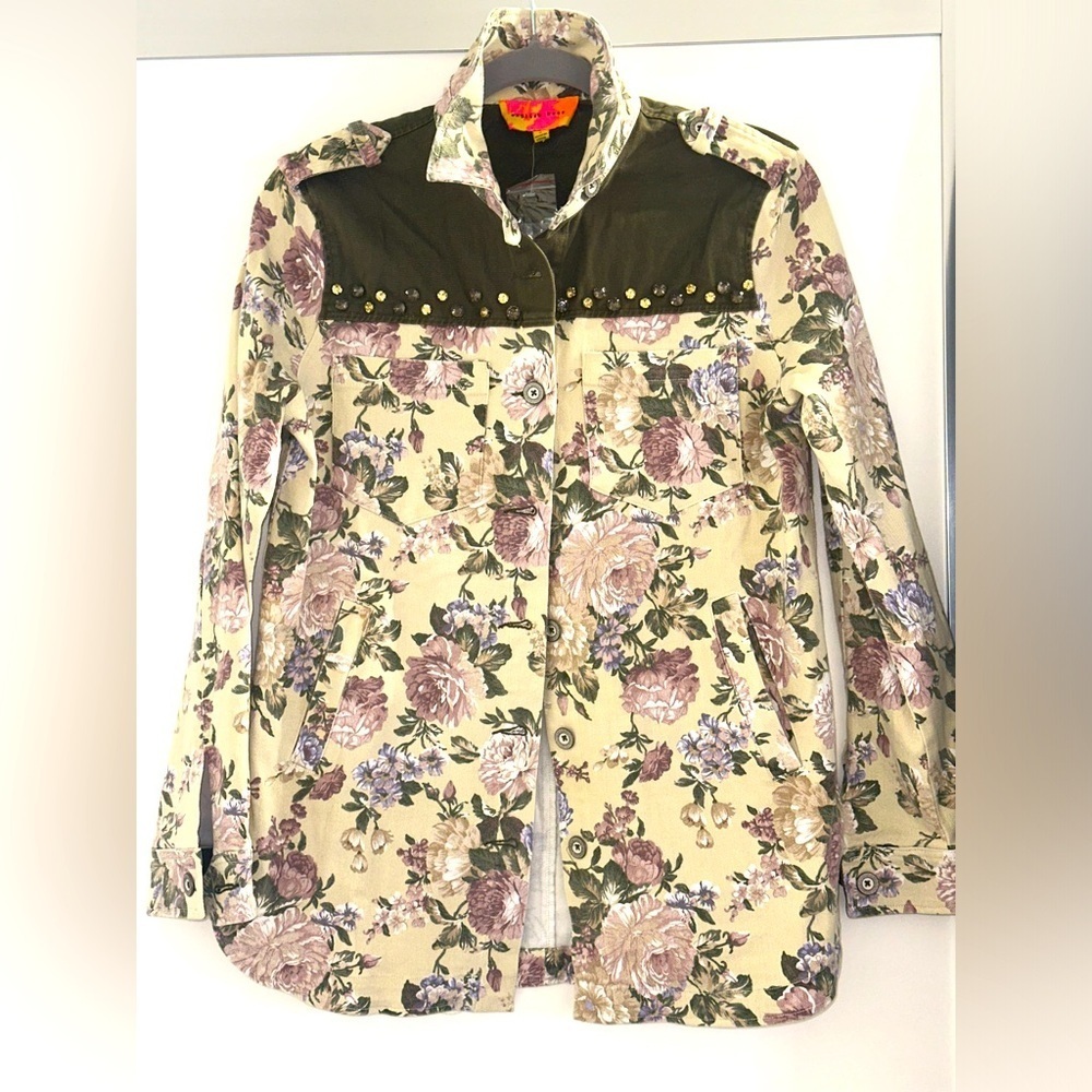 English Rose Floral‎ Women's Studded Jacket Size S
